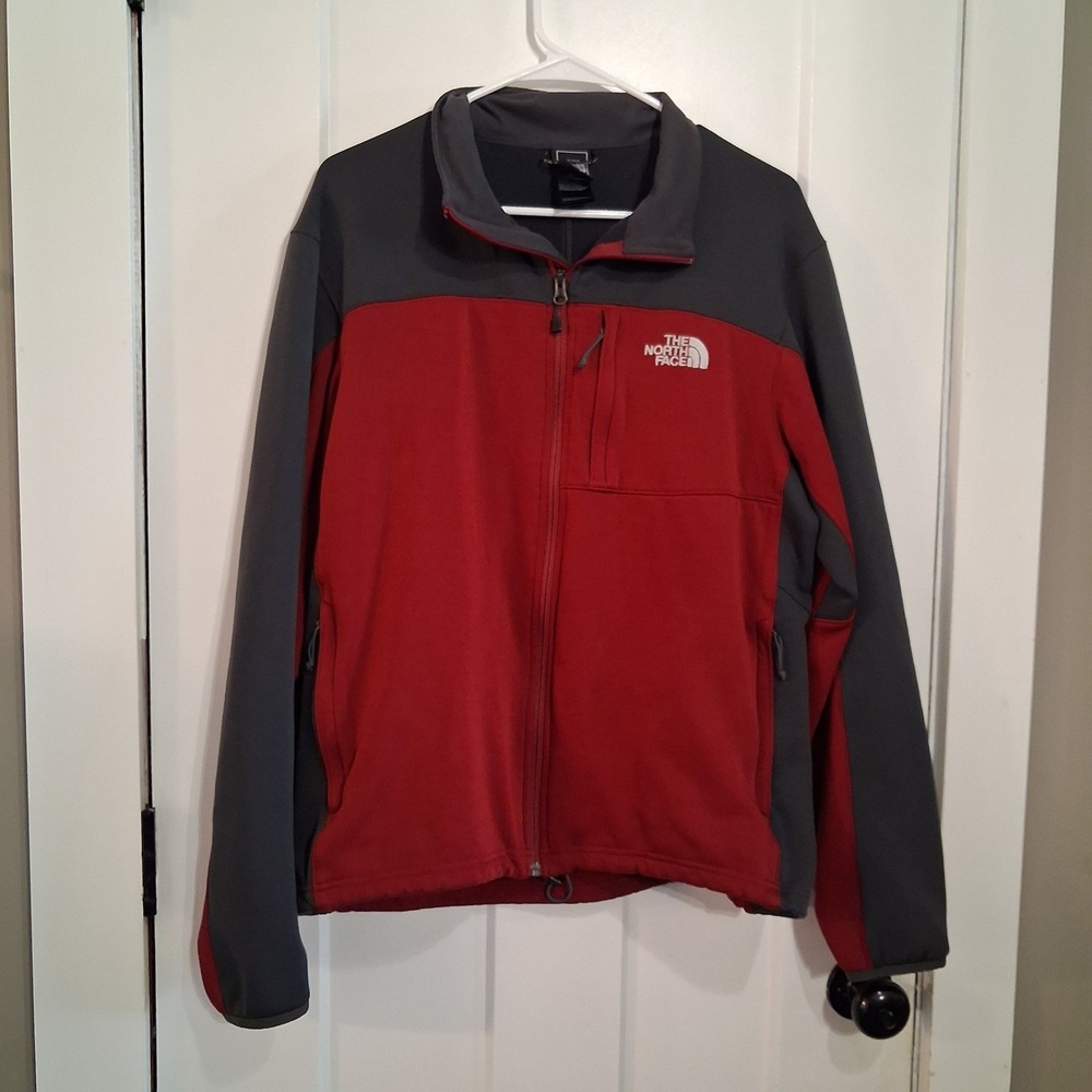 The North Face Apex Bionic Jacket L Red Grey Softshell Full Zip Hiking Outdoor